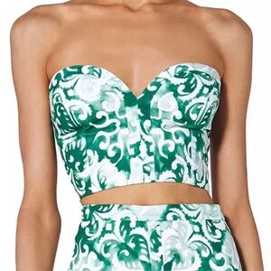 Alexis Isola Printed Bustier, Size Small, color Sage